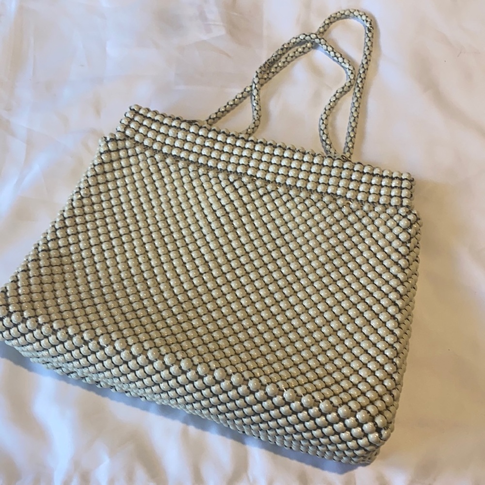Vintage beaded bag for evening cream off white